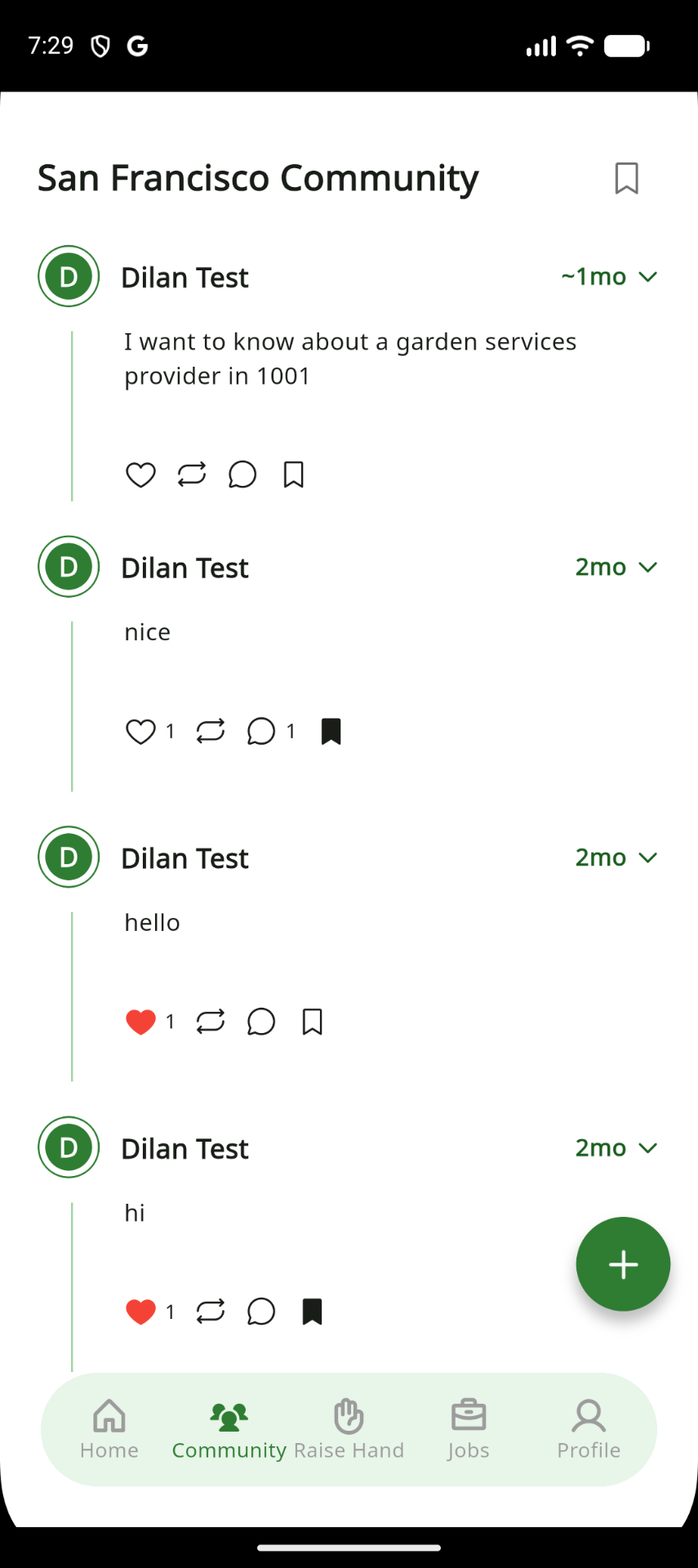 Community feed posts from neighbors